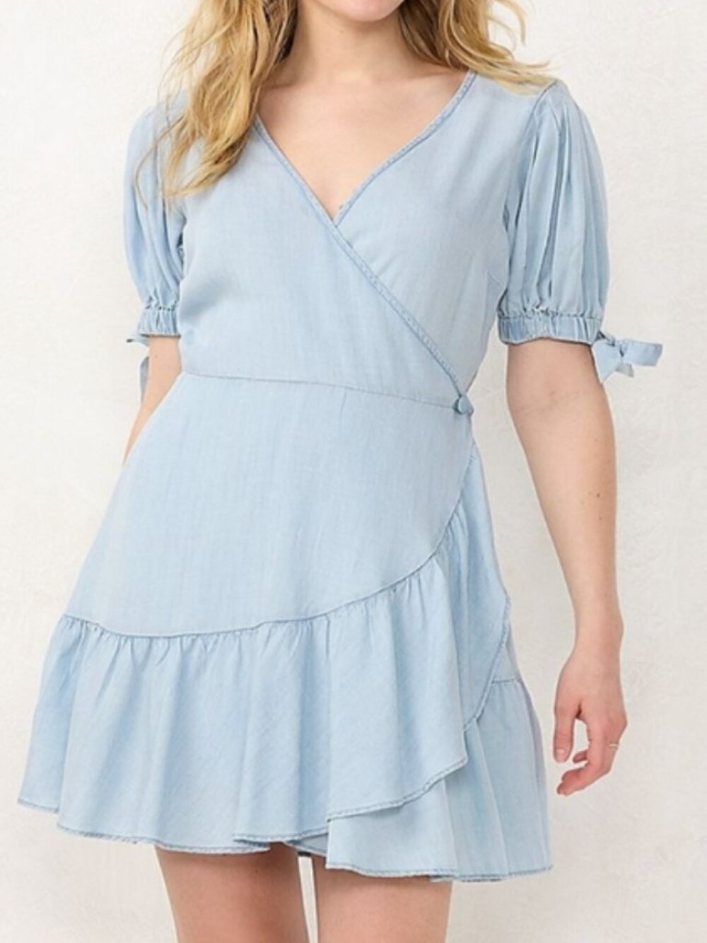 Lauren Conrad Light Denim Ruffle Mini Dress Size L